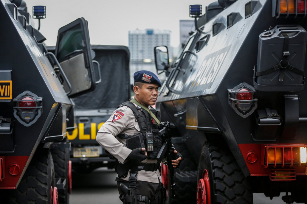  There was a heavy security presence outside the Jakarta court on Tuesday. Hard-line Muslim groups want Mr. Basuki jailed, and some have even called for him to be lynched. Credit Mast Irham/European Pressphoto Agency 